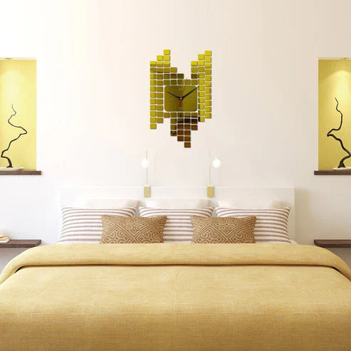 Mosaic Wall Sticker Clock Wall Decoration Digital Wall Clock